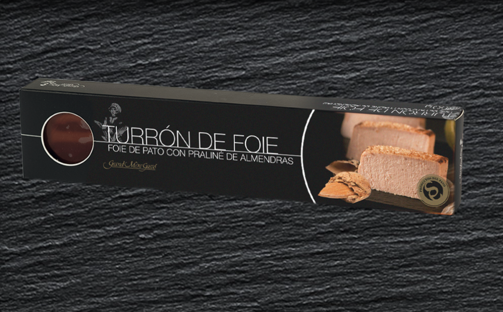 Turrón de foie de pato con praliné de almendra Turrón de foie de pato con praliné de almendra
