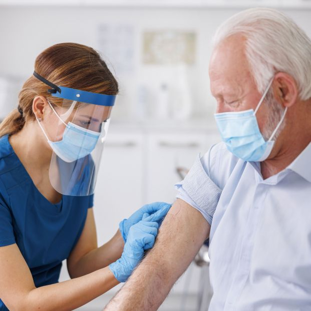 bigstock Elderly Man Wearing Protective 459779295