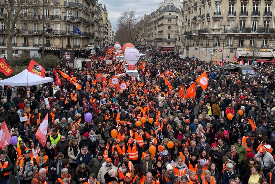 Sexta huelga general en Francia por la reforma de las pensiones, que sube la jubilación a 64 años