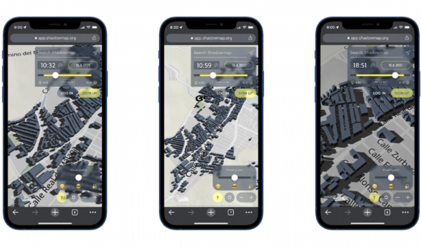 La app mostrando un lugar a diferentes horas. Fuente: Xataka La app mostrando un lugar a diferentes horas. Fuente: Xataka
