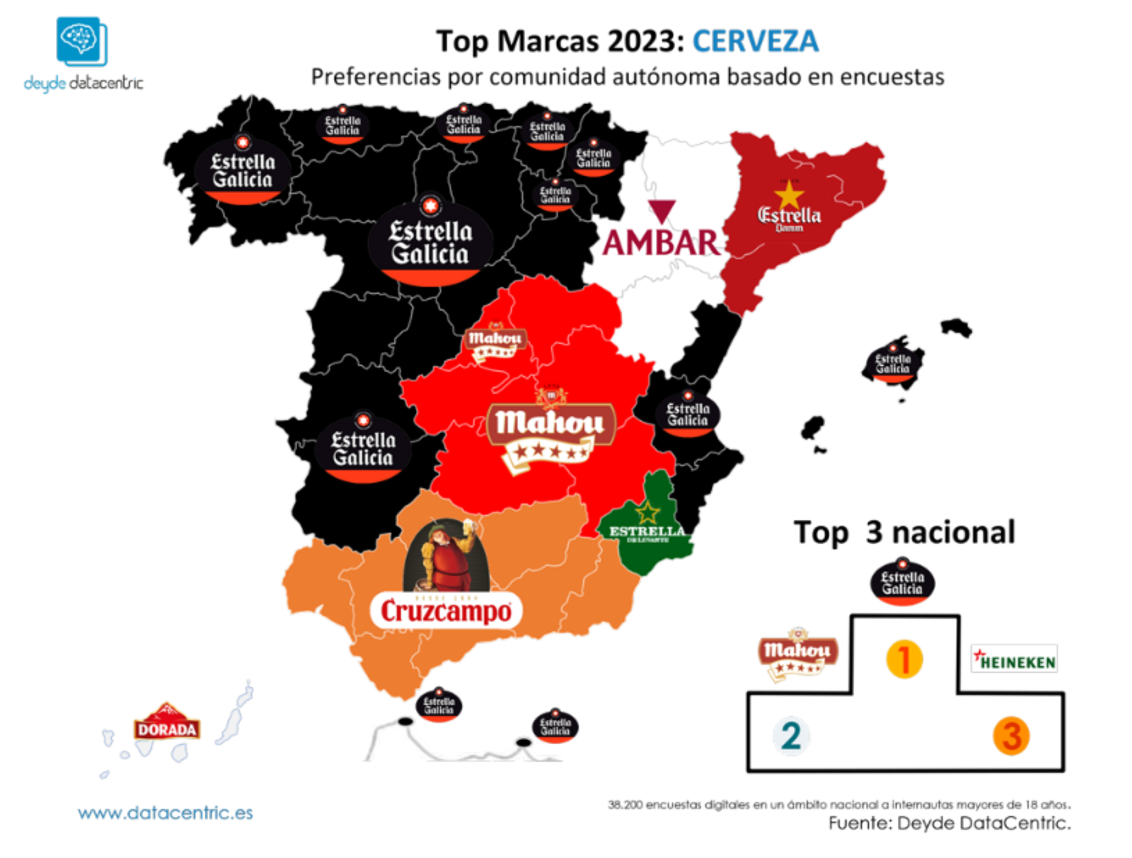 Mapa de marcas favoritas de cerveza en España 2023 Mapa de marcas favoritas de cerveza en España 2023