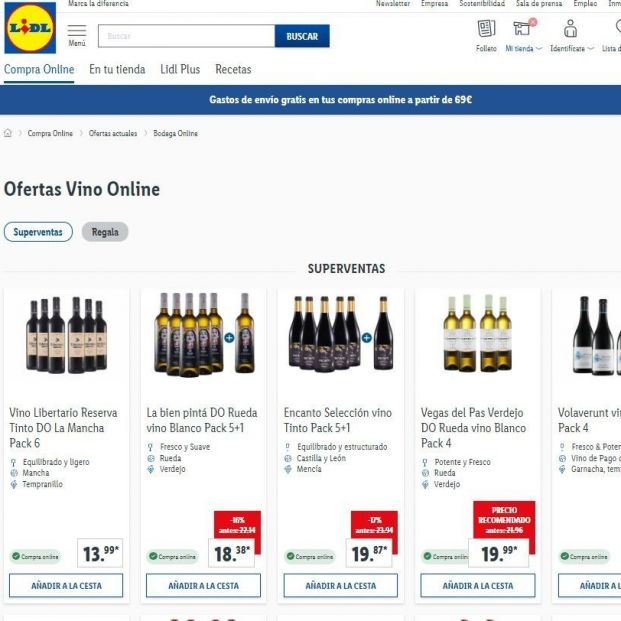 Lidl abre su bodega online: ya puedes comprar sus vinos sin salir de casa