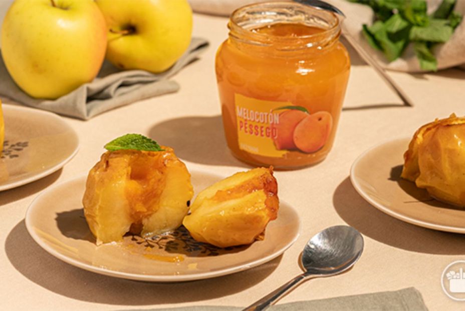 Receta manzana rellena de mermelada de melocoton