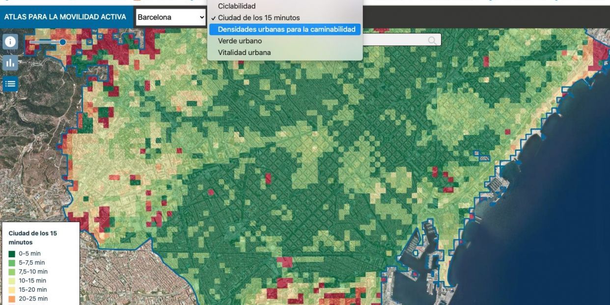El mapa sobre la movilidad a pie o en bicicleta en Barcelona, Valencia, Palma y Granada El mapa sobre la movilidad a pie o en bicicleta en Barcelona, Valencia, Palma y Granada