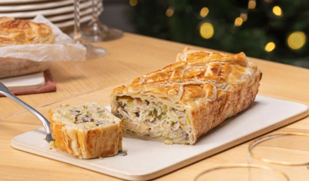 Receta de pastel de hojaldre con puerros y setas