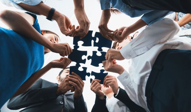 bigstock Below View Of Diverse Corporat 475306683