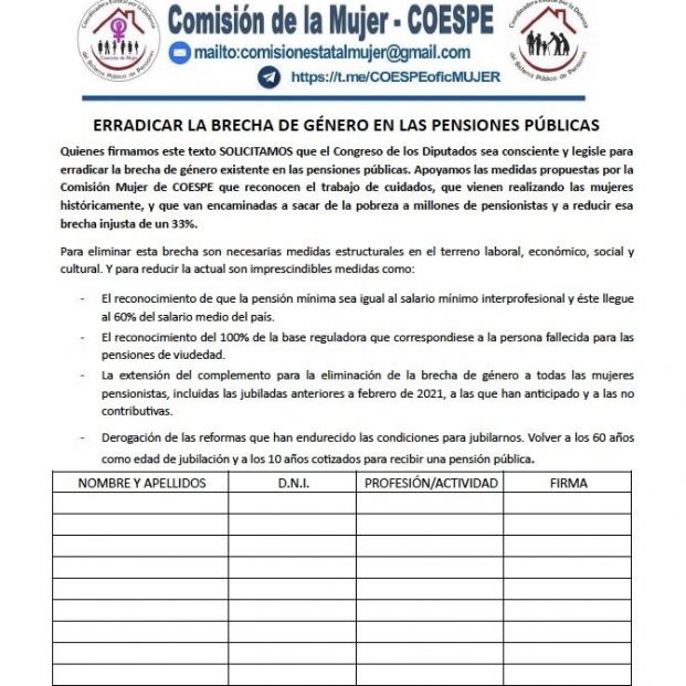 firmas coespe mujer contra brecha pensiones firmas coespe mujer contra brecha pensiones
