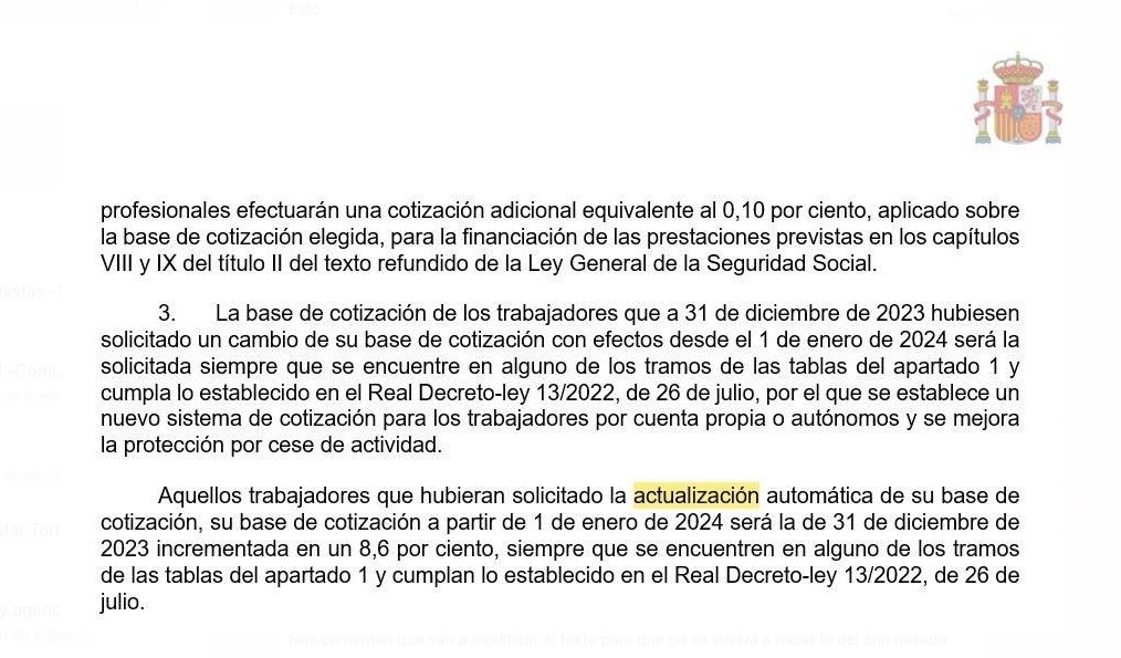 subida base cotizacion 8,6 por ciento subida base cotizacion 8,6 por ciento