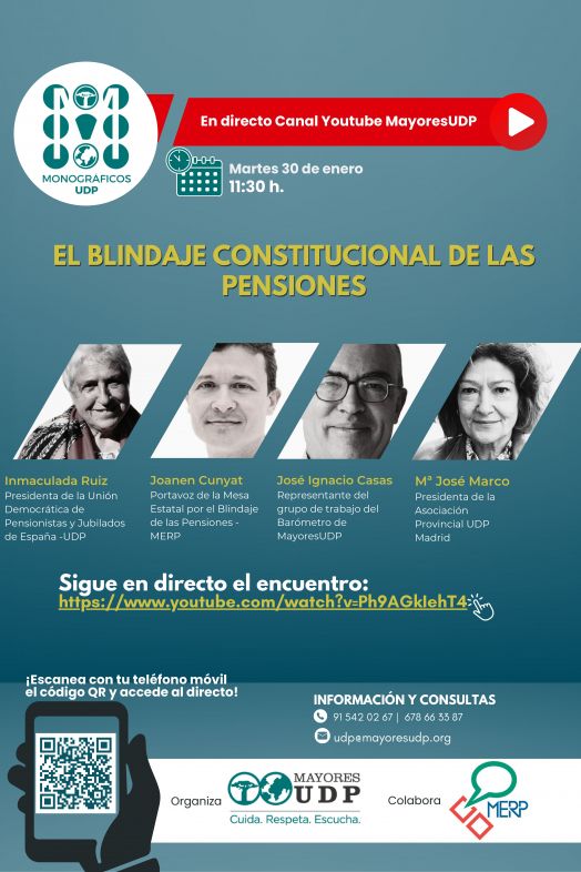 El bindaje constitucional de las pensiones, a debate en un monográfico de UDP