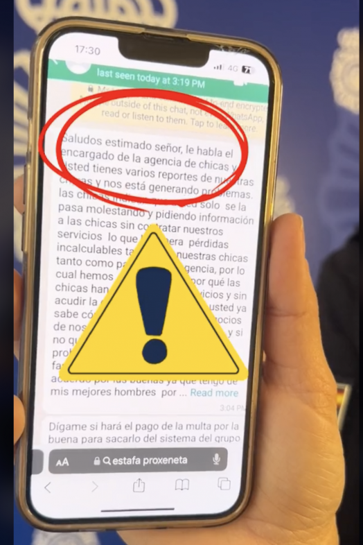 Cuidado con esta estafa: se hacen pasar por un proxeneta y te exigen un pago Cuidado con esta estafa: se hacen pasar por un proxeneta y te exigen un pago