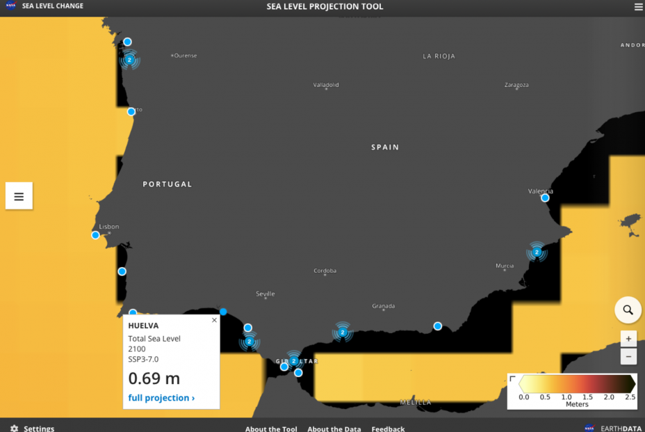 La NASA advierte de la inminente subida del nivel del mar en las ciudades costeras de España. Fuente, NASA. La NASA advierte de la inminente subida del nivel del mar en las ciudades costeras de España. Fuente, NASA.