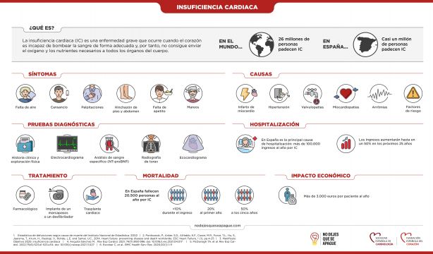 La insuficiencia cardiaca: el 50% de los pacientes fallecen a los cinco años . Fuente, SEC. La insuficiencia cardiaca: el 50% de los pacientes fallecen a los cinco años . Fuente, SEC.