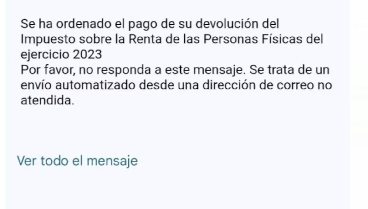 Este es el mensaje que te enviará Hacienda en caso te devuelvan dinero en la Renta Este es el mensaje que te enviará Hacienda en caso te devuelvan dinero en la Renta