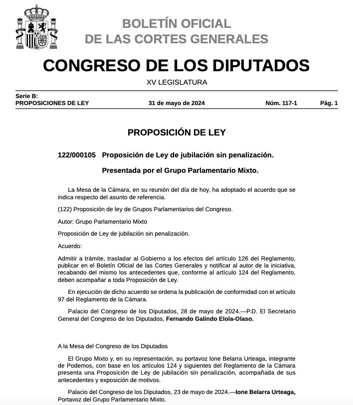 Proposición Ley G. Mixto en BOCG