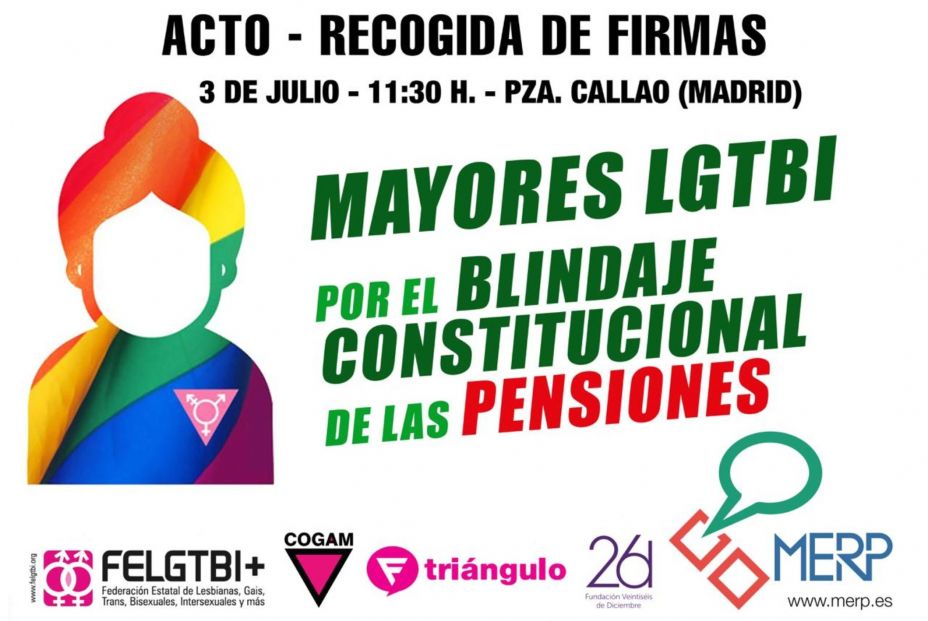 La Mesa Estatal por el Blindaje de las Pensiones homenajeará a los mayores LGTBI (La Mesa Estatal por el Blindaje de las Pensiones)