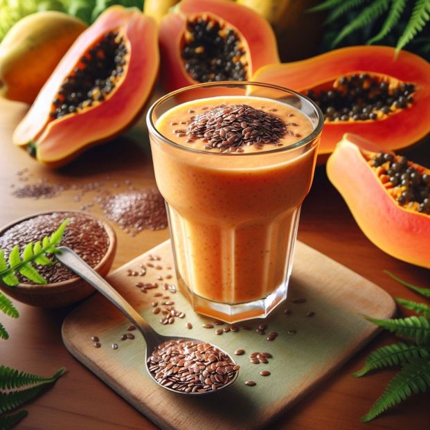 Batido de papaya y semillas de lino Batido de papaya y semillas de lino