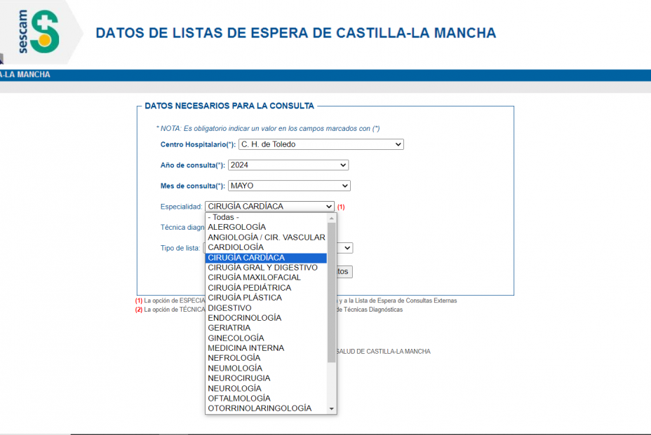 Cómo consultar la lista de espera para operarse en Castilla-La Mancha (Servicio de Salud de Castilla-La Mancha)