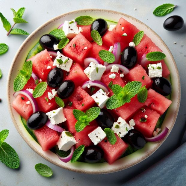 Ensalada de sandía y queso feta Ensalada de sandía y queso feta