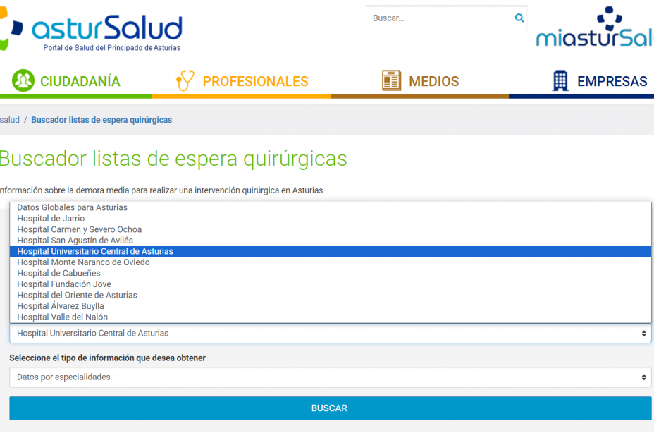 Cómo consultar la lista de espera para operarse en Asturias (Portal de Salud del Principado de Asturias)