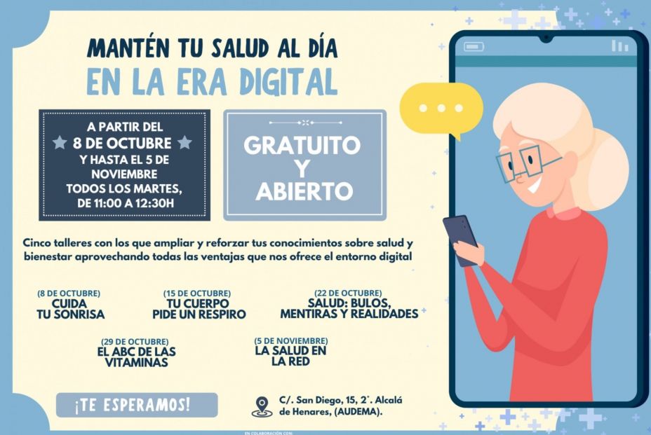 Talleres sobre salud y capacitación digital para las personas mayores de Alcalá de Henares (CAUMAS)