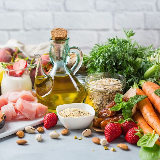 Alimentos de una dieta Mediterránea. Fuente: Bigstock