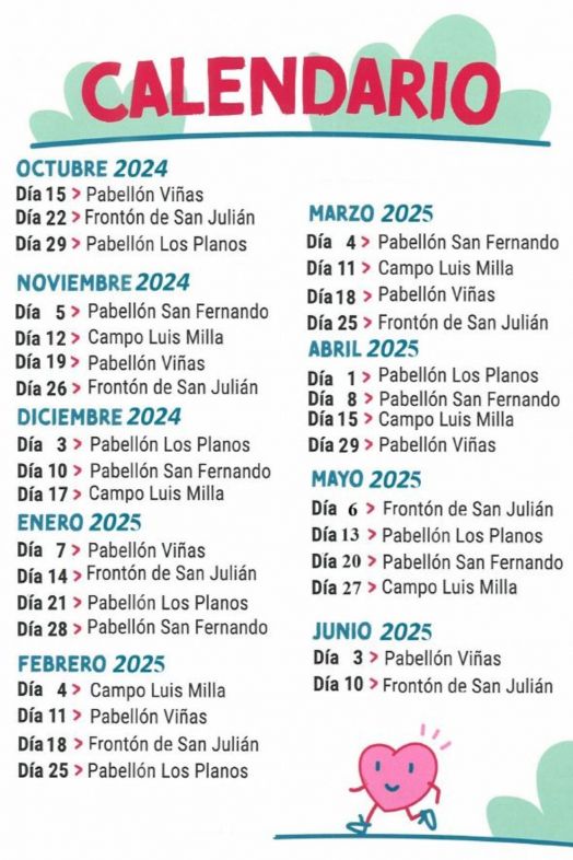 Calendario rutas de 'Camina por tu salud' (Teruel). Fuente: Ayuntamiento de Teruel Calendario rutas de 'Camina por tu salud' (Teruel). Fuente: Ayuntamiento de Teruel