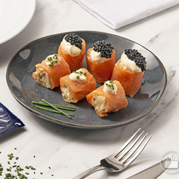 Rollito de ensaladilla de salmón ahumado. Fuente: Mercadona Rollito de ensaladilla de salmón ahumado. Fuente: Mercadona