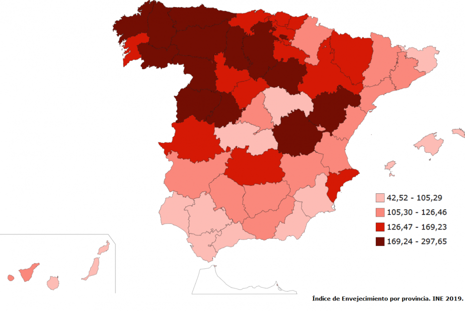 Indice de envejecimeinto por provincia INE Indice de envejecimeinto por provincia INE