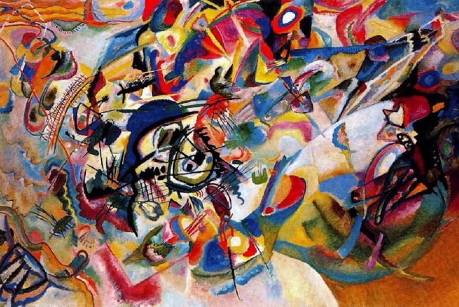 Composición VII Kandinsky 1913 (Grito de esperanza contra la irrupción de la Guerra Mundial) Galería estatal de Moscú, Rusia Composición VII Kandinsky 1913 (Grito de esperanza contra la irrupción de la Guerra Mundial) Galería estatal de Moscú, Rusia