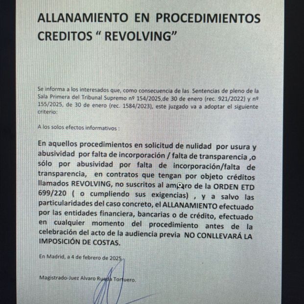 Nota informativo juzgado allanamiento revolving Nota informativo juzgado allanamiento revolving