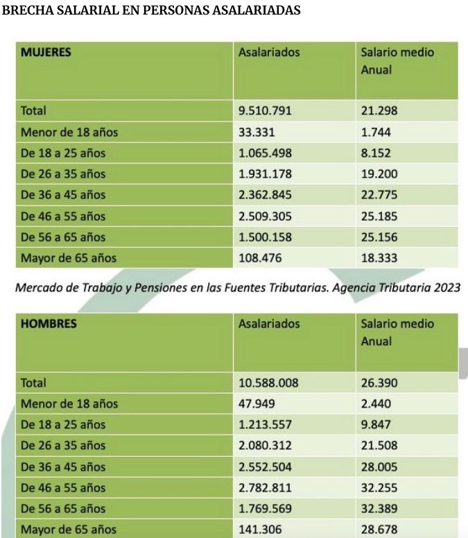 brecha salarial personas asalariadas, CSIF