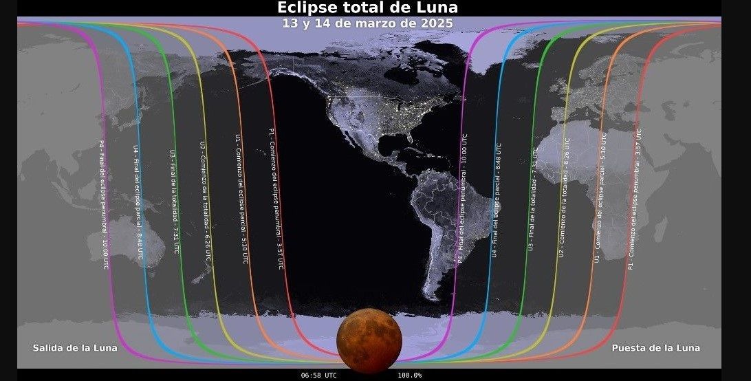 Eclipse lunar del 13 y 14 de marzo de 2025: cómo y cúando ver la luna roja Eclipse lunar del 13 y 14 de marzo de 2025: cómo y cúando ver la luna roja