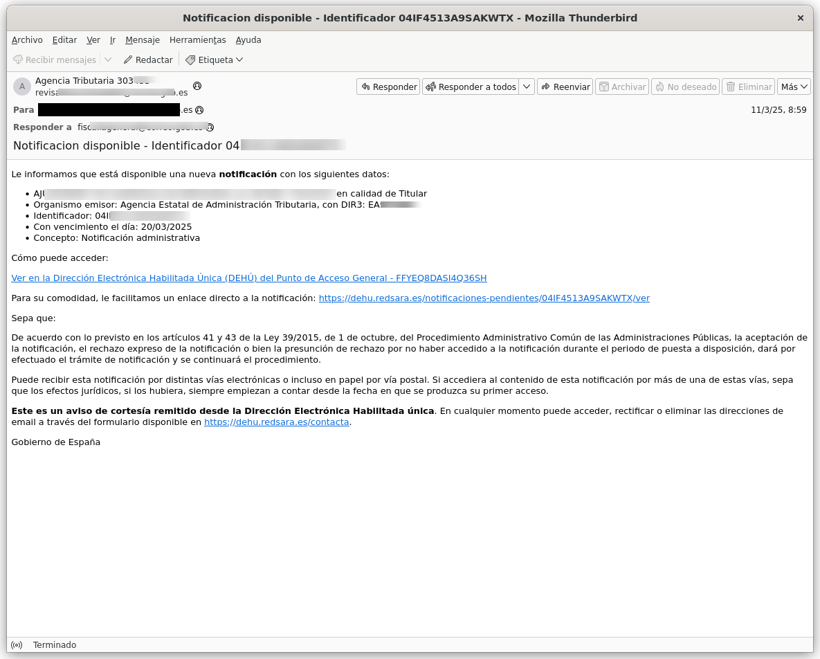 Alerta: campaña de phishing con la Agencia Tributaria