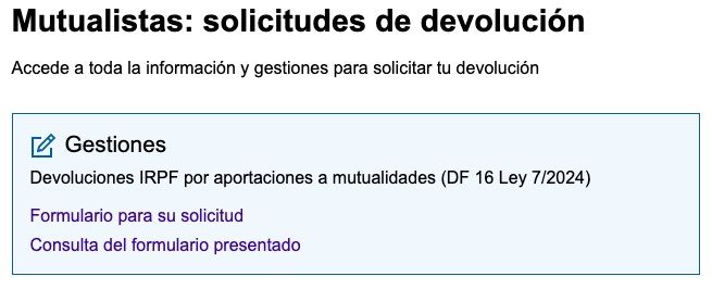 Hacienda activa el nuevo formulario para que los mutualistas jubilados pIdan la devolución del IRPF