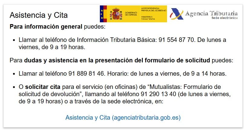Hacienda habilita un teléfono para dudas y asistencia a jubilados mutualistas por su IRPF
