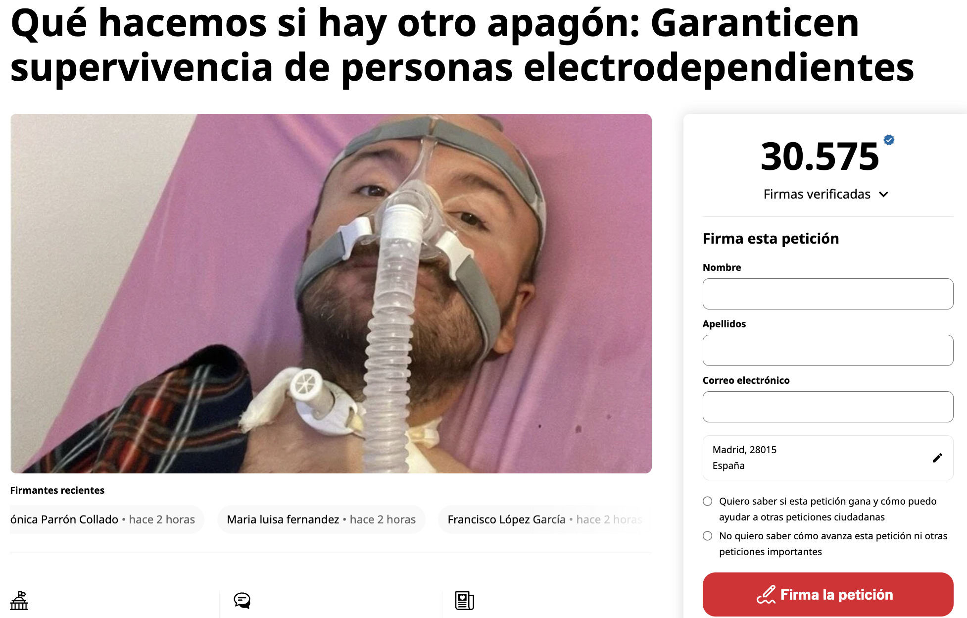 Piden protocolos para garantizar la supervivencia de personas electrodependientes Piden protocolos para garantizar la supervivencia de personas electrodependientes