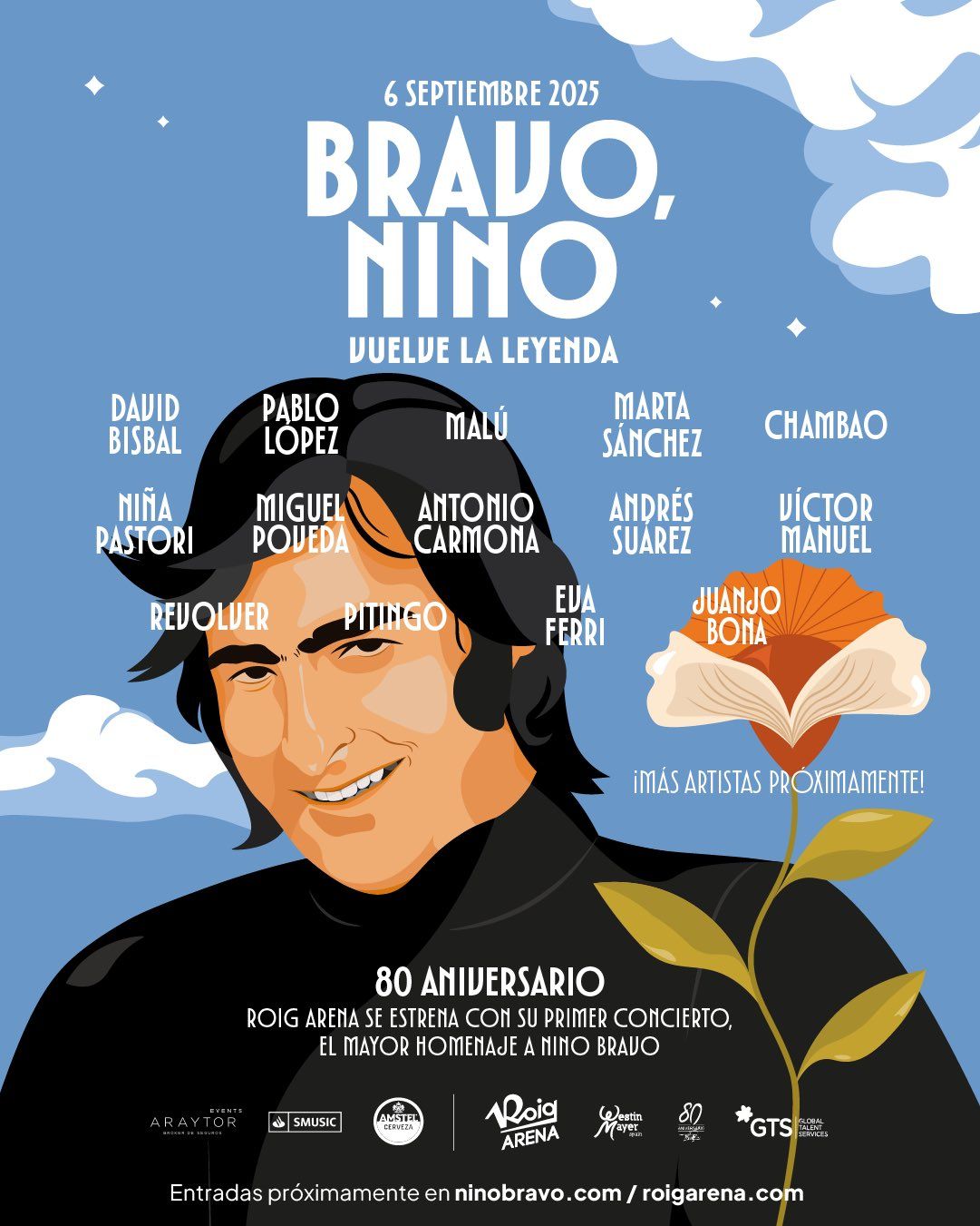 Arranca la venta de entradas de 'Bravo, Nino', el homenaje a Nino Bravo que acogerá el Roig Arena Arranca la venta de entradas de 'Bravo, Nino', el homenaje a Nino Bravo que acogerá el Roig Arena