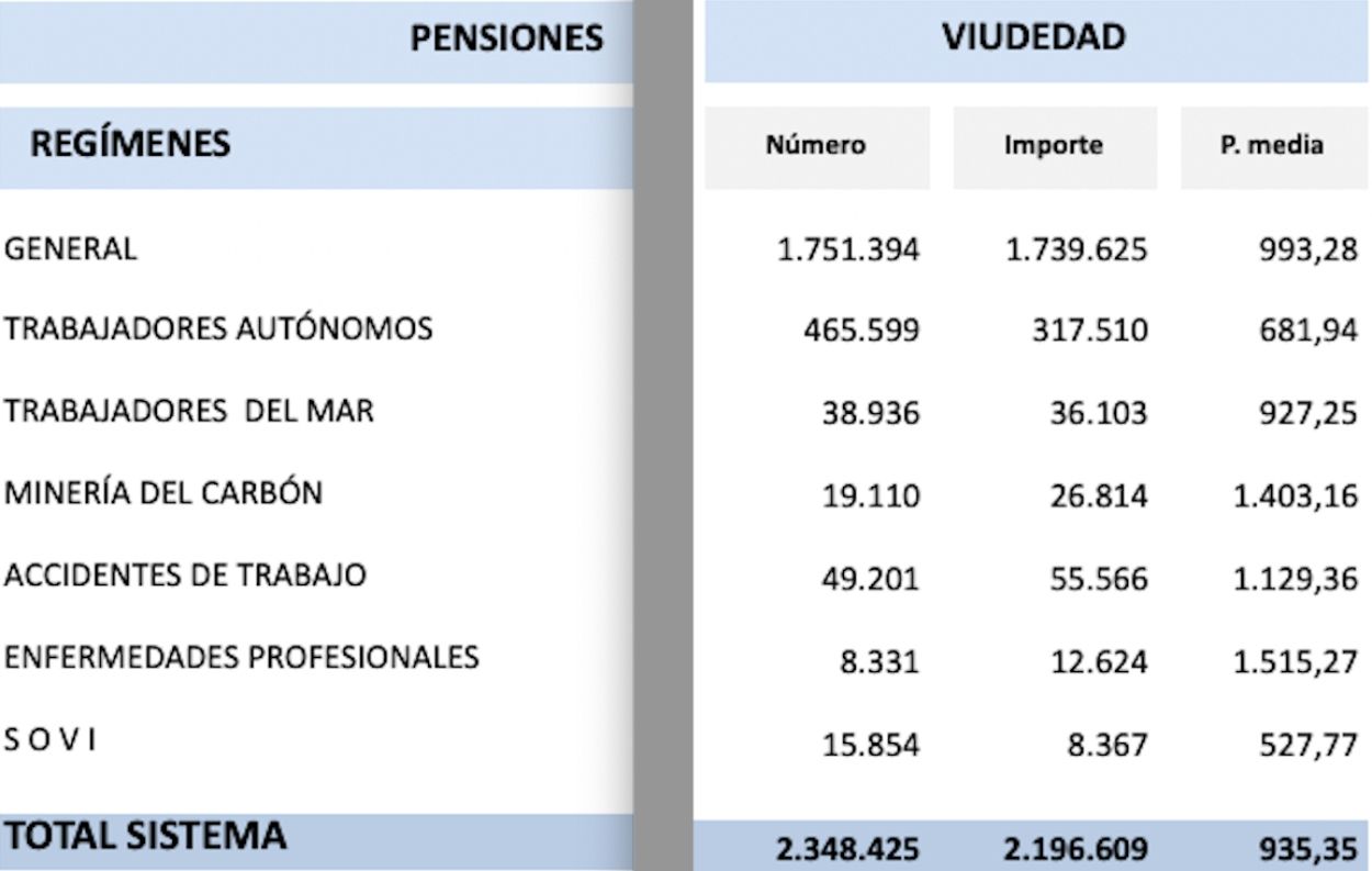 pension viudedad por regimenes julio 2025