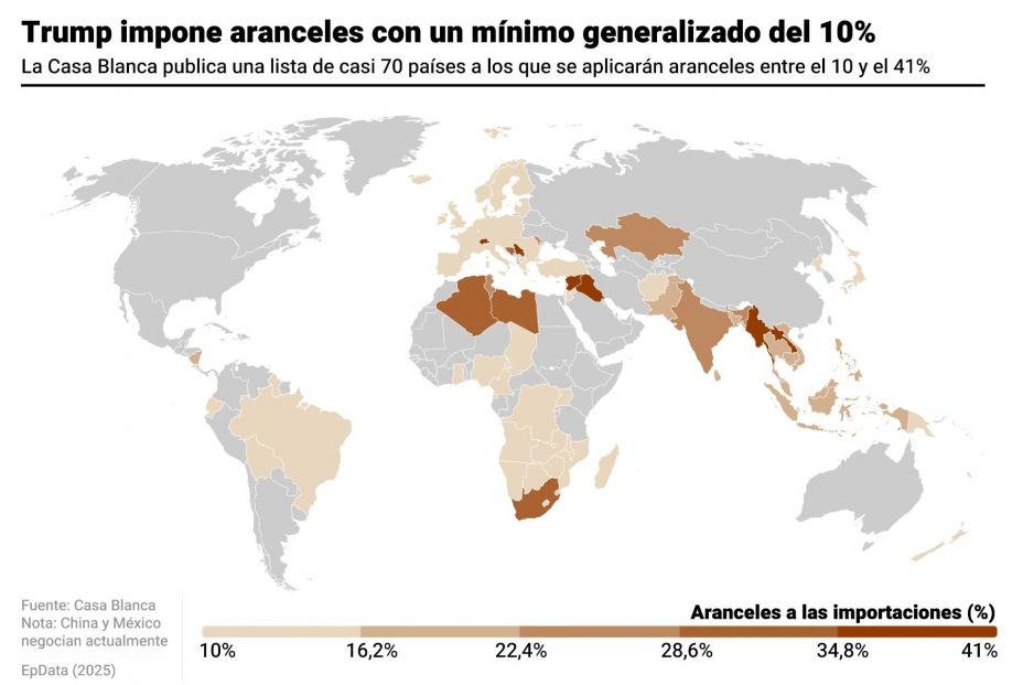 EuropaPress 6885295 mapa cifras aranceles paises presidente estados unidos donald trump (1)