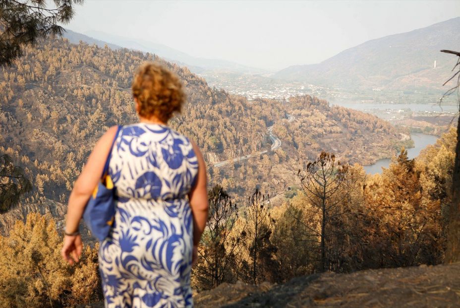 Vista del campo quemado tras el incendio, a 24 de agosto de 2025, en Seadur, Ourense, Galicia 