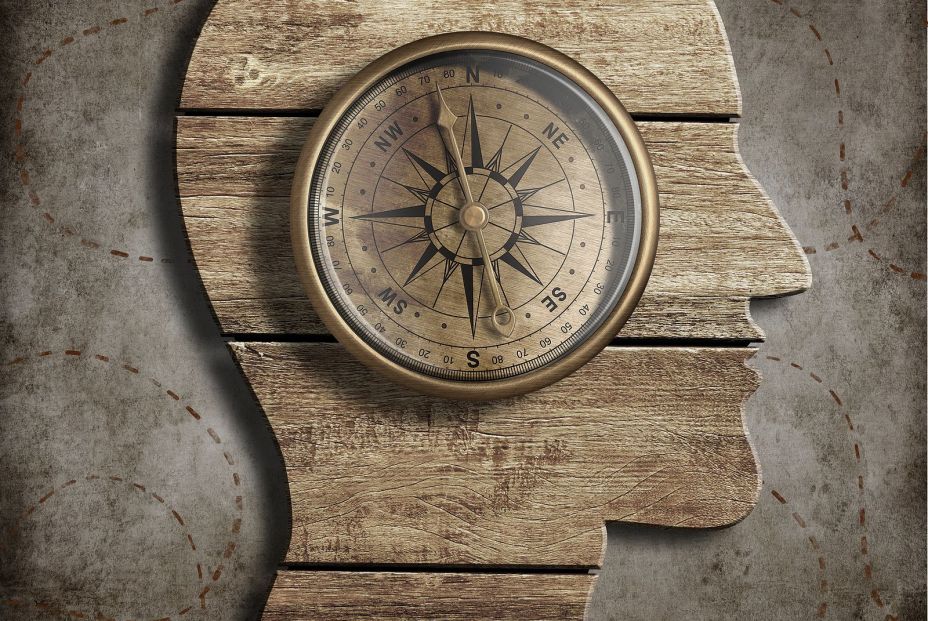 bigstock Human head and old compass Pa 61130045