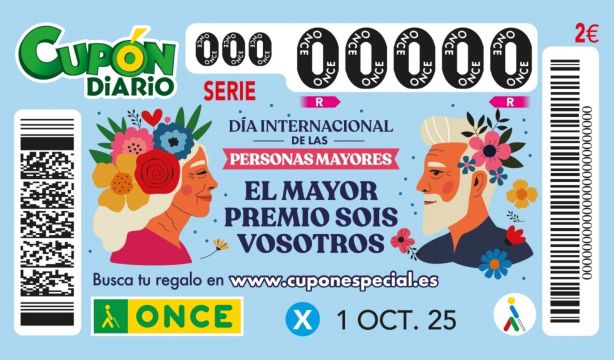 'El mayor premio sois vosotros': la ONCE dedica el cupón del 1 de octubre a los mayores (ONCE)
