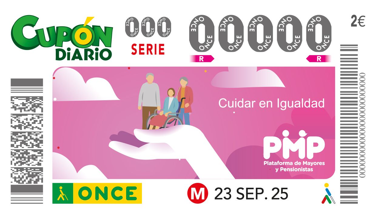Cupón de la ONCE dedicado a la Plataforma de Mayores y Pensionistas