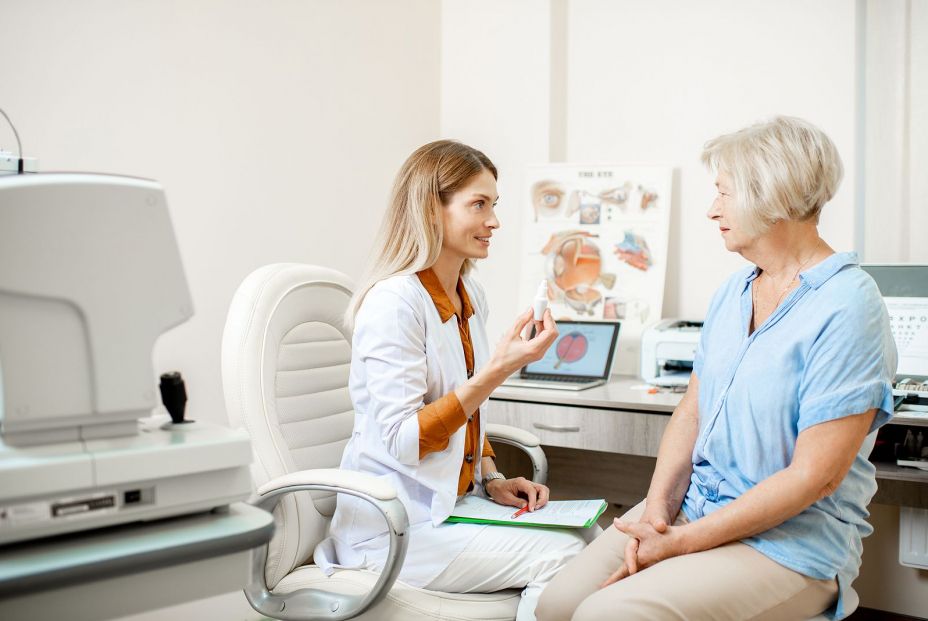 bigstock Senior Woman Patient Talking W 330915370