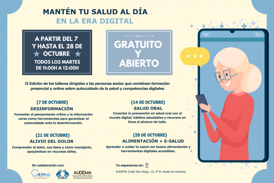 Talleres gratuitos de salud y competencias digitales para mayores llegan a Alcalá de Henares