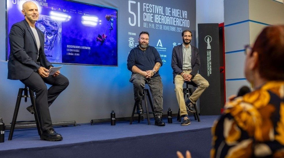 Presentación de ‘Descifrando a Hermida’ en el Festival de Huelva de Cine Iberoamericano en el espacio Encuentros por los productores José David Díaz y Fernando Alarcón. Fuente: Festival de Huelva / EuropaPress. Presentación de ‘Descifrando a Hermida’ en el Festival de Huelva de Cine Iberoamericano en el espacio Encuentros por los productores José David Díaz y Fernando Alarcón. Fuente: Festival de Huelva / EuropaPress.