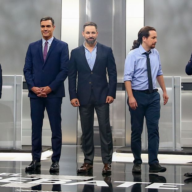 Los candidatos a la presidencia del Gobierno el proóximo 10 N Pablo Casado (PP); Pedro Sánchez (PSOE); Santiago Abascal (VOX); Albert Rivera (Ciudadanos); Pablo Iglesias (Unidas Podemos)antes del debate elector