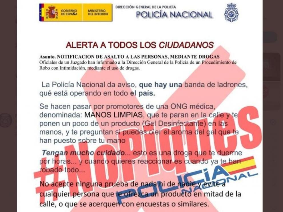 El bulo de la banda de ladrones llamados manos limpias o manitas limpias que corre por whatsapp