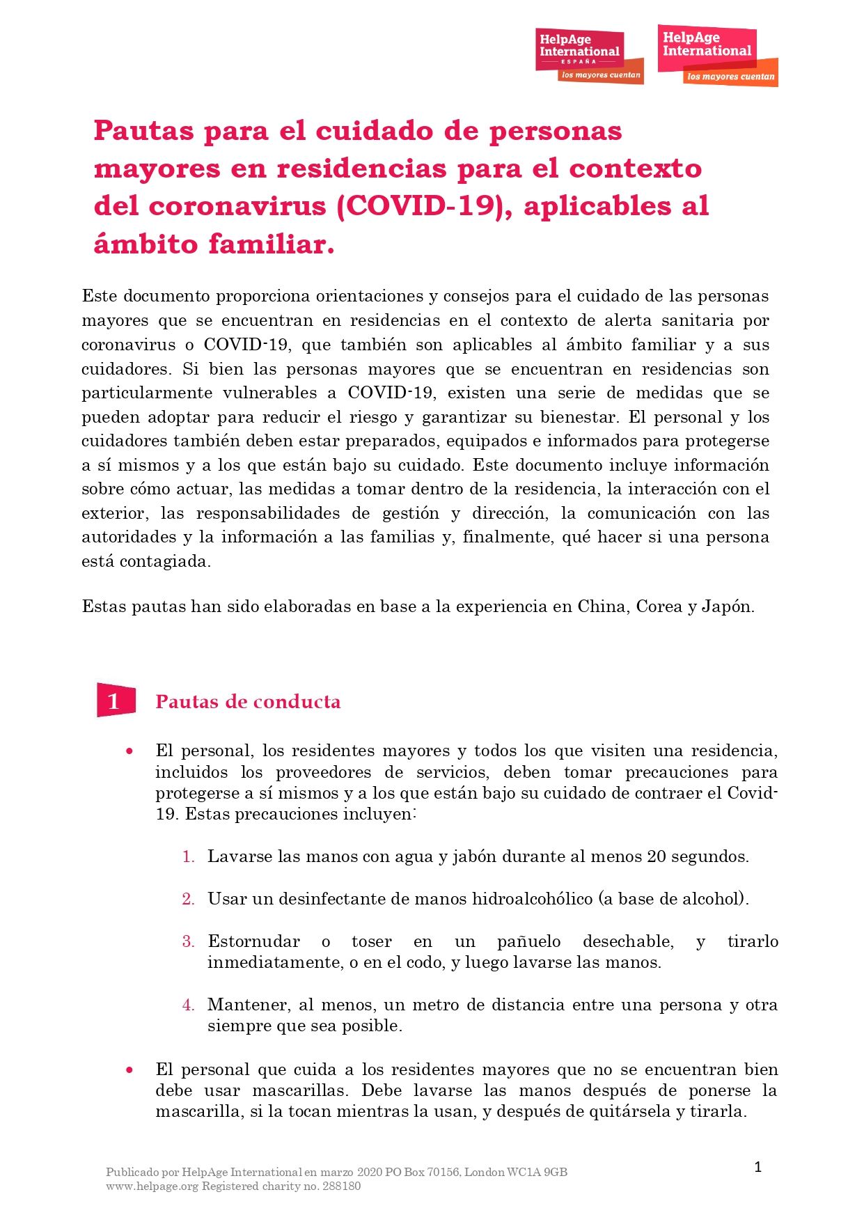 HelpAgeEspaña COVID19 Pautas para el cuidado en residencias portada HelpAgeEspaña COVID19 Pautas para el cuidado en residencias portada