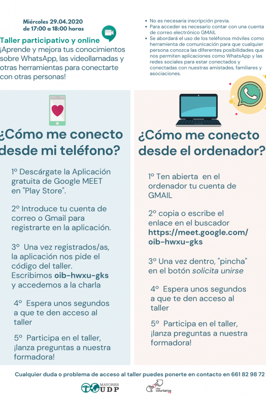 Cartel taller online UDP Cartel taller online UDP